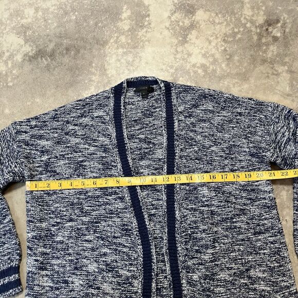 J. Crew Sweater Womens Small Navy Blue Peark Marled Varsity Cardigan Pockets - Picture 3 of 10